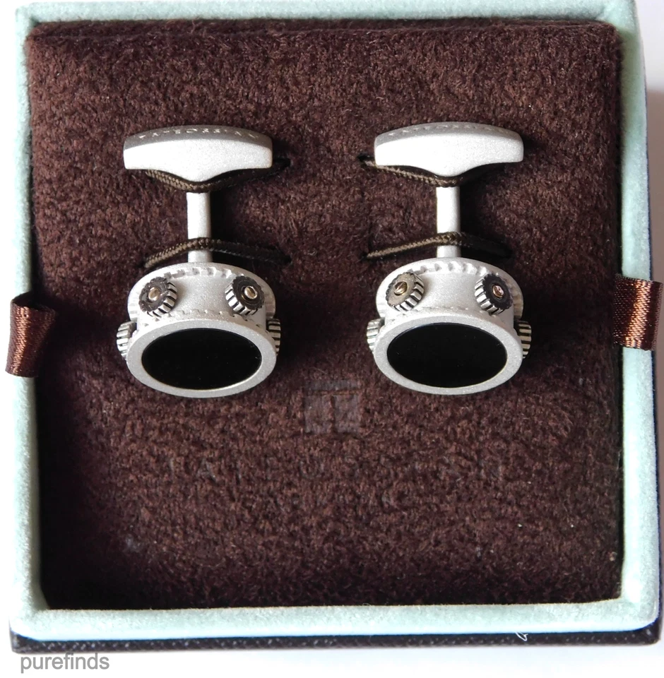 TATEOSSIAN LONDON ÓNIX PLATA 925 PANDERETA ENGRANAJE GEMELOS NUEVO EN CAJA Foto 2 de 4