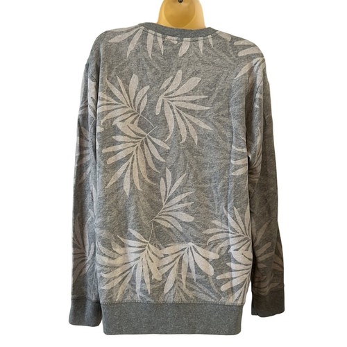Chip & Pepper Size M Gray and White Leaf Print Lightweight Sweatshirt Knit Top - Picture 3 of 8