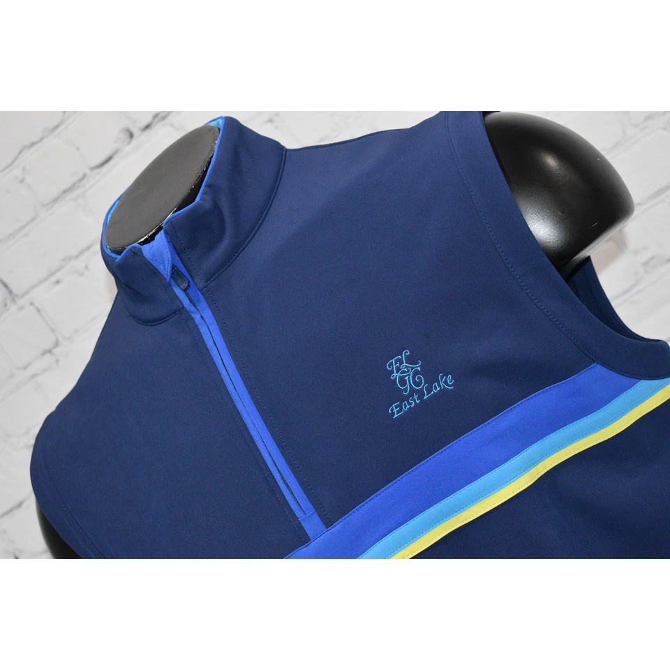 Pullover de golf Bobby Jones para hombre talla grande poliéster 1/4 cremallera East Lake Club azul Foto 4 de 4