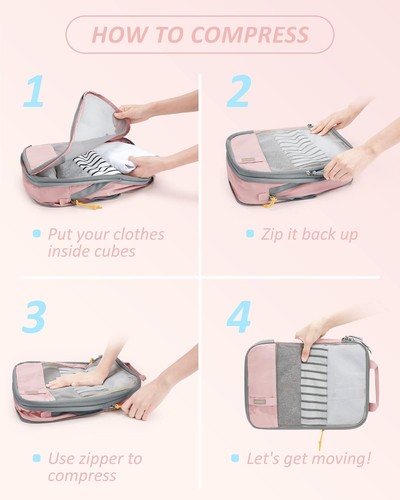 BAGSMART 6er Set Kompression Packwürfel - leicht 6 Stück, 01 - Baby Pink - Bild 5 von 6