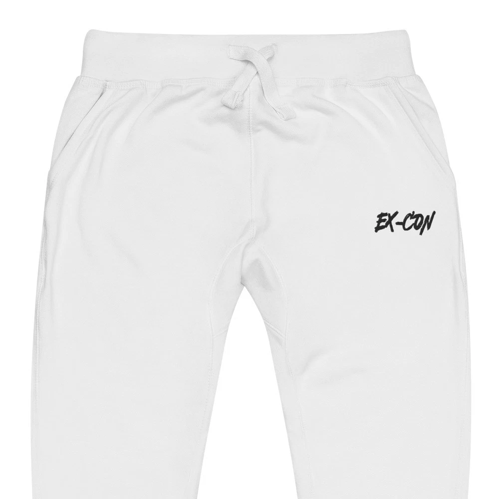 EX-CON White Fleece Sweatpants – Unisex Jogger Pants