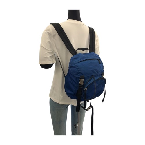 PRADA Tessuto Triangle with logo Backpack Backpack Blue SilverHardware Nylon - Picture 6 of 10