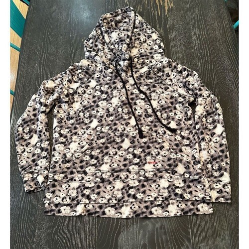 Peace Love World Damen Hoodie Leopardenmuster S/M Wasserfallausschnitt Kängurutasche - Bild 5 von 15