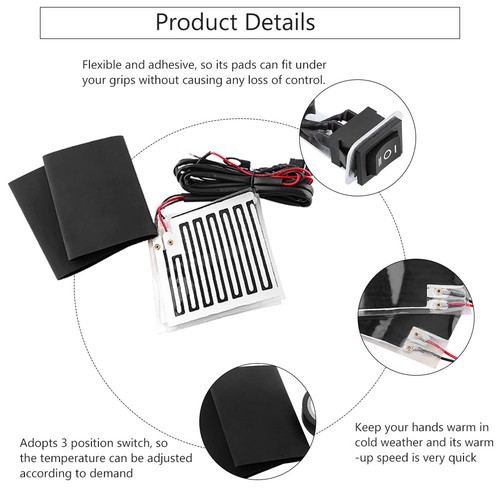 »12V Winter Heated Grip Pads Inserts Handlebar Hand Warmers Fits Grip ATV - Picture 4 of 11