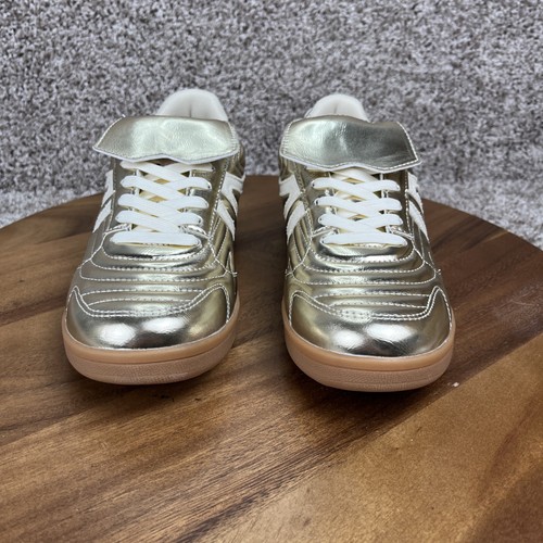 Steve Madden Women's Madrid Sneakers Size 8 Shiny Metallic Gold Shoes - Picture 3 of 12