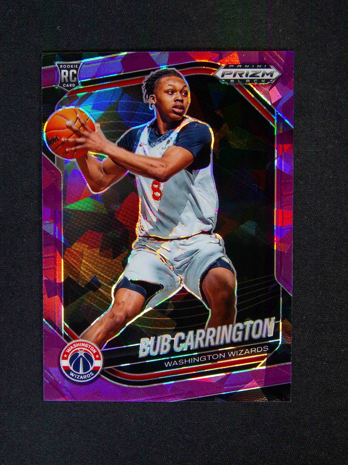 2024-25 Panini Prizm Black Bub Carrington #92 RC Rookie Purple Ice /149