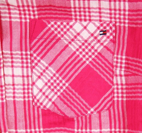 Tommy Hilfiger Womens Blouse XL Top Shirt Roll Tab Sleeves Pink Patio Plaid $69 - Picture 6 of 8