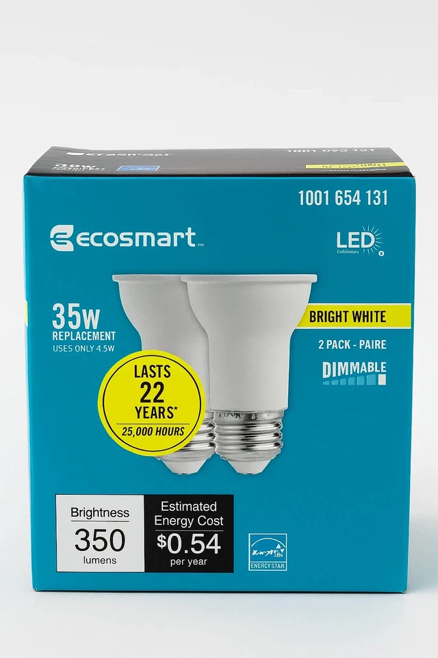 EcoSmart 35W LED Light Bulbs 2pk PAR16 Dimmable Flood Bright White | Long Life - Image 3 of 4
