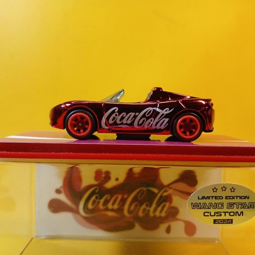 Hot Wheels 2008 TESLA ROADSTER CHROME Red COCA COLA (WANGSTAR CUSTOM) REAL RIDER - Picture 7 of 15