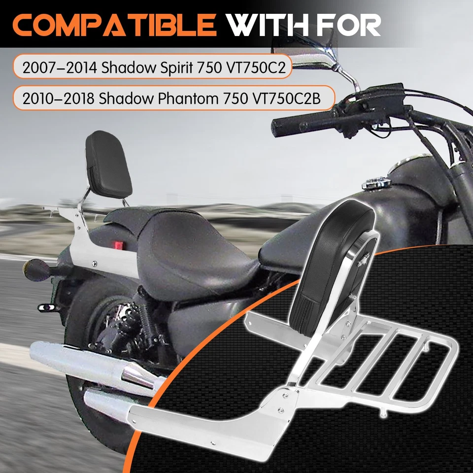 Backrest Sissy Bar Luggage Rack for Honda Shadow Phantom 750 VT750C2B 2010-2018 - Imagem 4 de 4