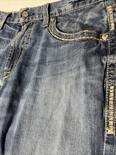 Herren Ariat M5 Straight Fit Denim Jeans Gr. 34x30 Blau Baumwolle Cowboy Dicke Nähte - Bild 3 von 12