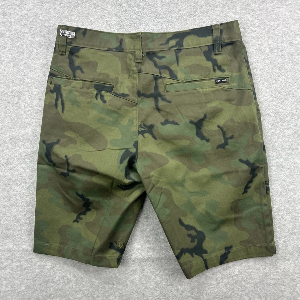 Volcom Shorts Mens 32 Green Camo Chino Vmonty Stretch 22 Skate Military NEW - Image 2 of 4
