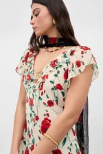 NEW Rixo Claudia Rose Cream Meadow Silk Midi Dress  Sz L PRP: £365