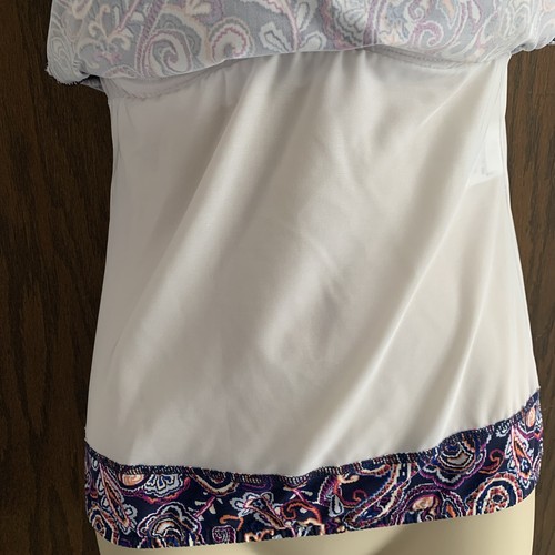 Lands’ End paisley tankini swim top size 8 underwire built in bra tummy panel - Picture 7 of 11
