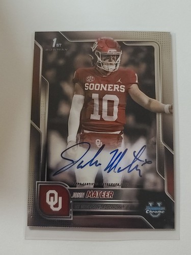 2025 Bowman Chrome U Autograph John Mateer #BCA-JM Bowman 1st Auto Oklahoma - Bild 1 von 2