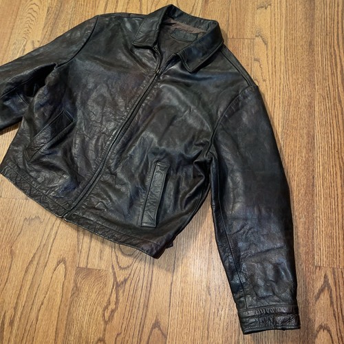 BANANA REPUBLIC BRAUNE BOMBER LEDERJACKE GR. L/XL Full Zip Vintage - Bild 2 von 24