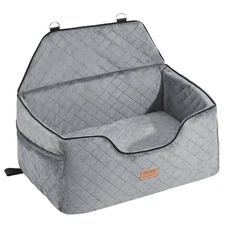 55lb Capacity Dog Booster Car Seat - Gray, Adjustable for Medium & Large Pets