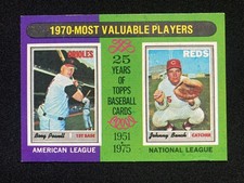 1975 Topps #208 1970 MVP's Boog Powell, Johnny Bench HOF