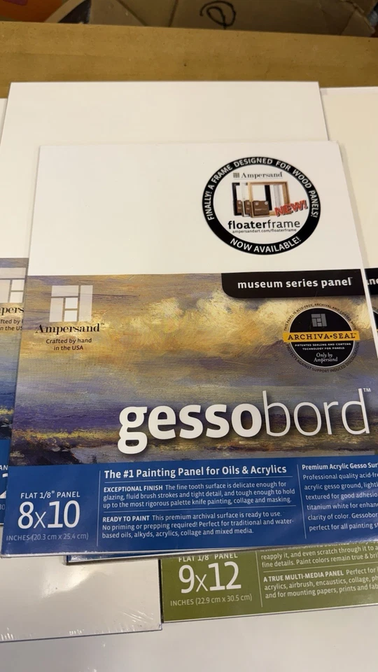 Gesso Wood Painting Panel ClayBoard lot of assorted sizes 9 panels total - Image 2 of 4