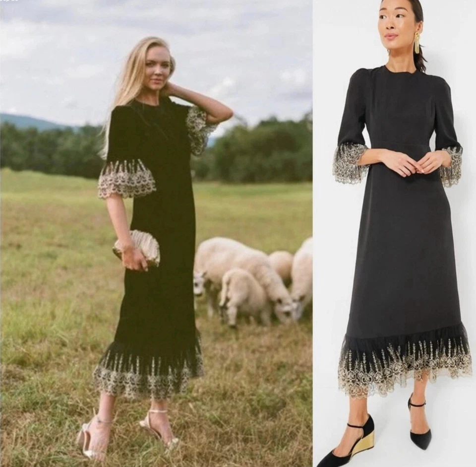 NUEVO CON ETIQUETAS VESTIDO TUCKERNUCK LILITH NEGRO L LG $188 FIESTA FIESTA BODA DAMA DE HONOR 🎁 Foto 4 de 4