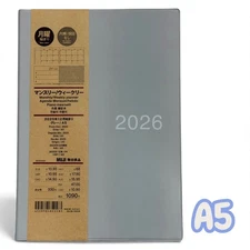 MUJI 2026 Planner - GREY A5 - Monday Start Monthly Weekly From December 2025 USA