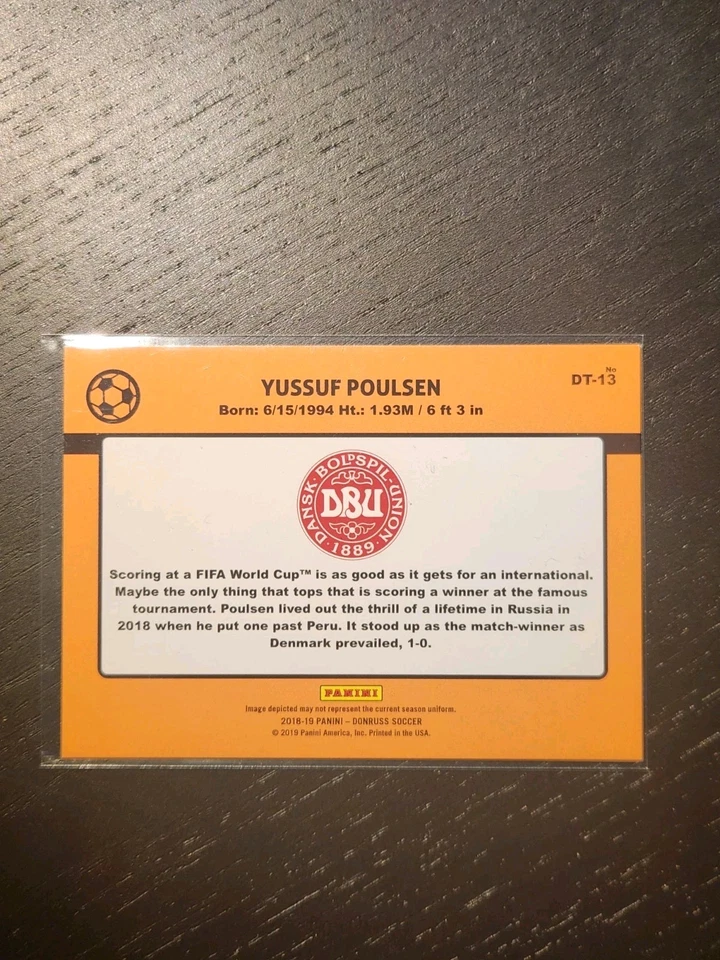 2018-19 Donruss Soccer Tribute Set Yussuf Poulsen Black Gold Sparkle #DT-13  /75 - Image 2 of 3