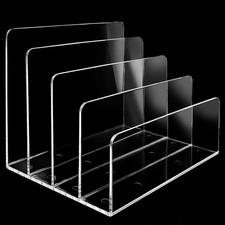 4 Section Acrylic File Organizer, Clear Desk Organizer and Accessories, Sturd...