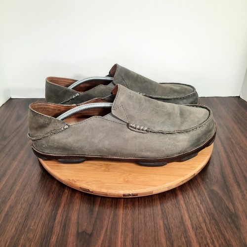 Olukai Moloa Mens Size 13 Shoes Dark Stone Gray Leather Casual Sneakers