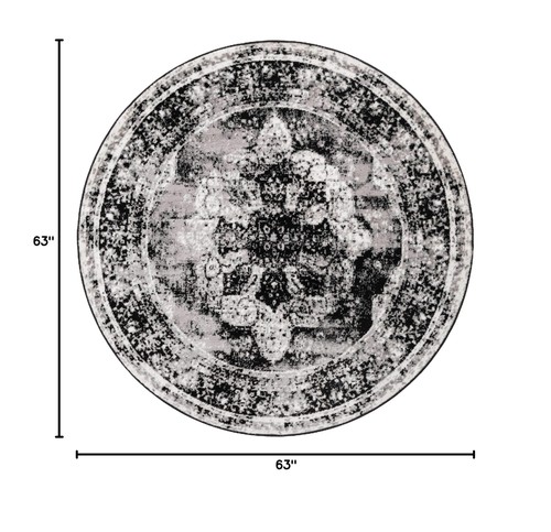 Unique Loom Sofia Collection Area Rug - Salle Garnier (5' 3" Round, Black/ Iv... - Picture 2 of 10