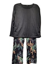 Womens Floral Print Pajama Set Long Sleeve Top and Pants Size Medium