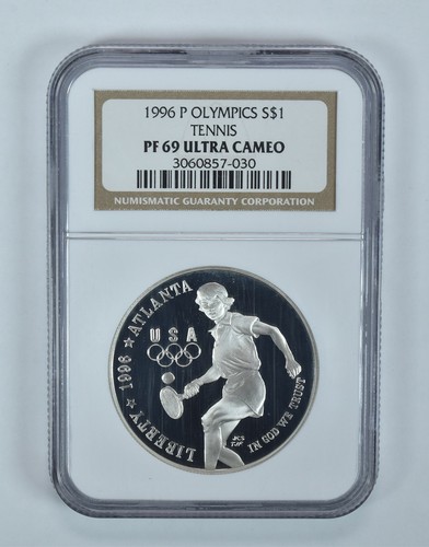 1996-P Olympic Tennis Commemorative Silver Dollar PF69 UCAM NGC *7310 - Picture 1 of 5