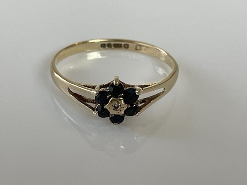 1983 Sapphire and Diamond Ring 9ct Gold Sapphire & Diamond Vintage Ring - Size O - 第 7/15 張圖片