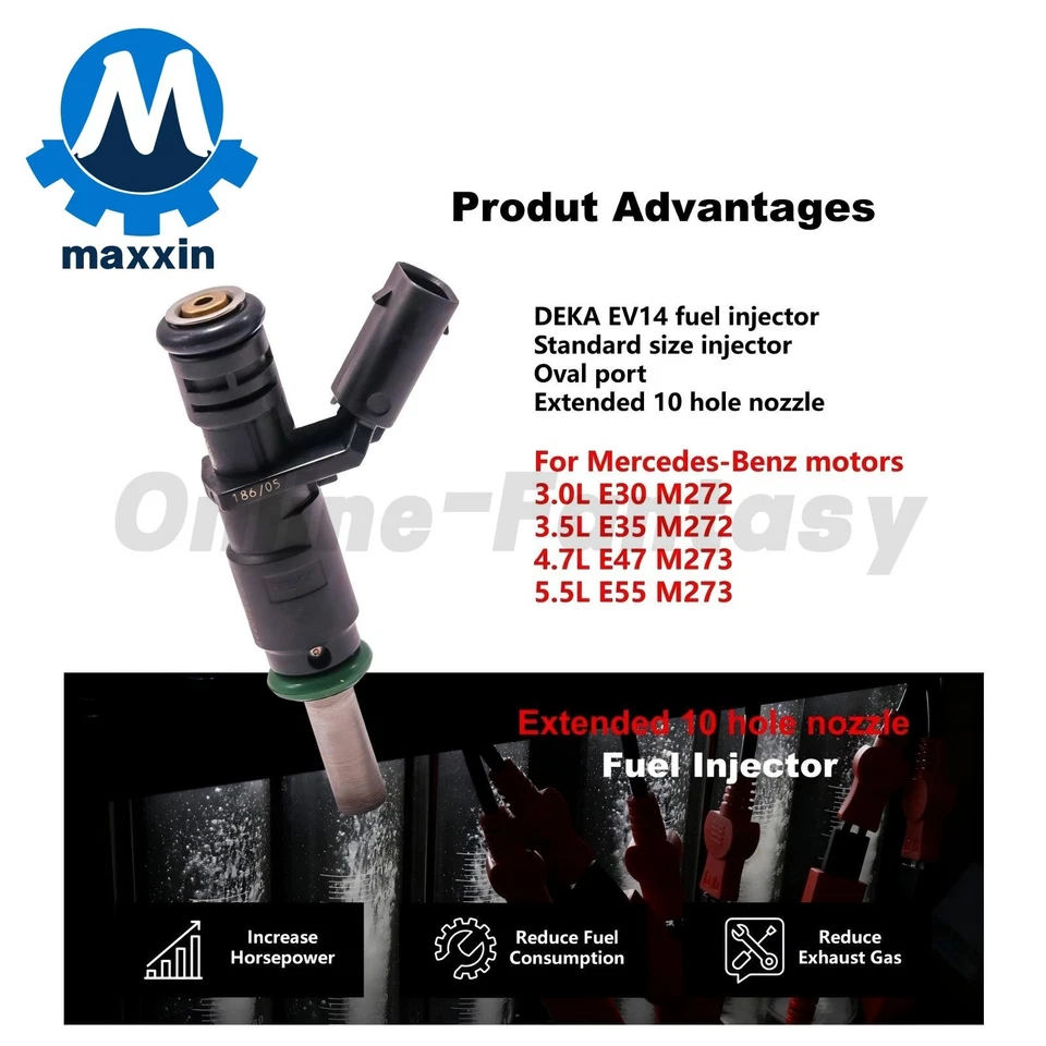 8x Inyectores de combustible genuinos OEM A2720780249 para Mercedes-Benz SL500 S550 GL450 Foto 4 de 4