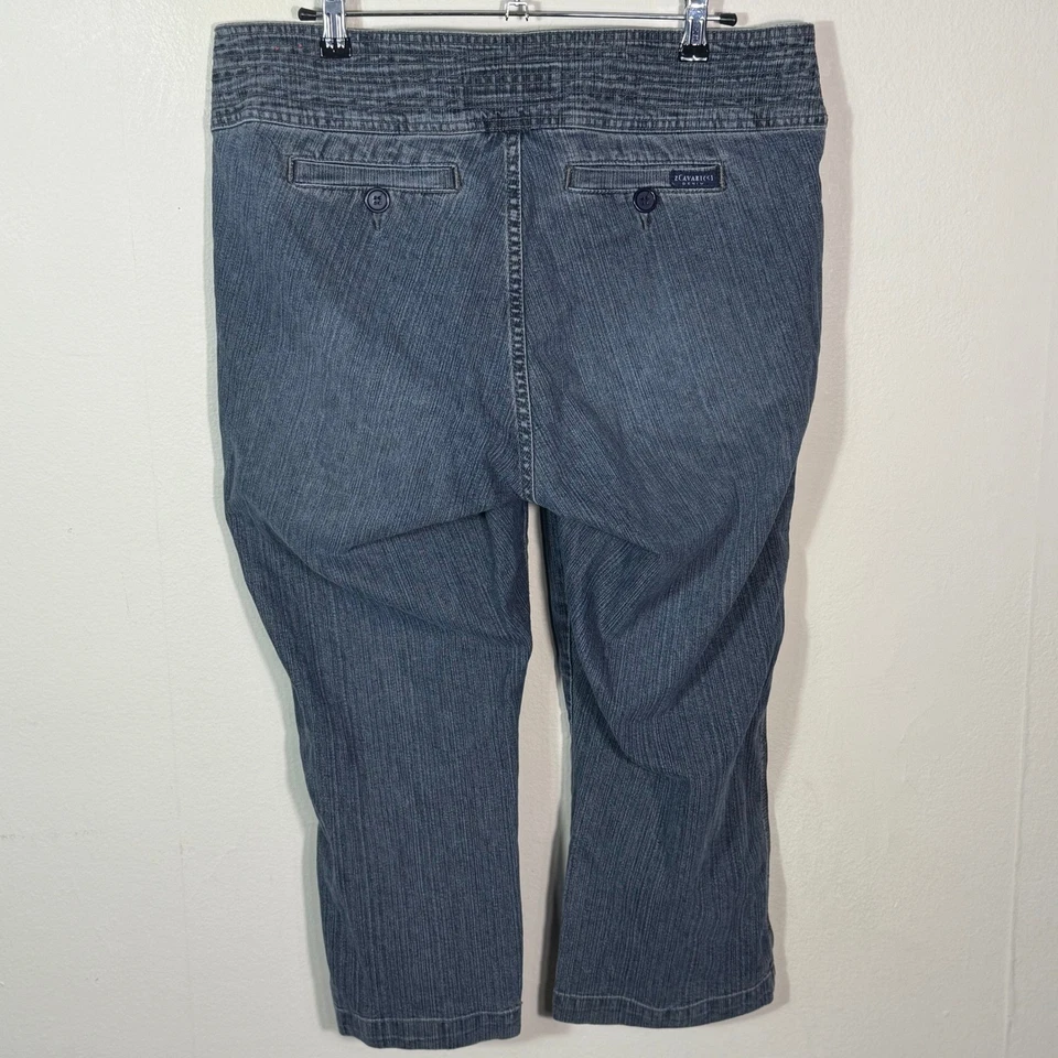 Pantalones capri de mezclilla Z Cavaricci para mujer talla 14 azul elástico acampanado de colección Foto 3 de 4