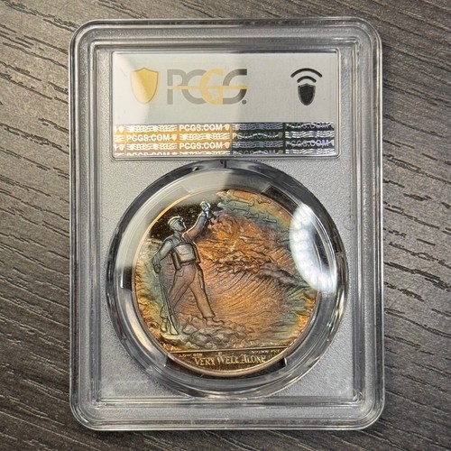 SP67 1965 Britain "Death of Churchill" Silver Medal, PCGS- Rainbow Toned TOP POP - Picture 5 of 7