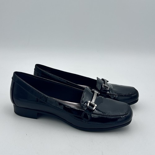 Anne Klein iFlex schwarze Lack Halbschuhe Größe 6,5 M AKVARINA3 Slipper bequem