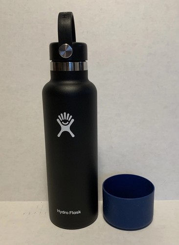 Hydro Flask-21oz-Insulated-Standard Mouth-Water Bottle-Black W/Blue Boot-New