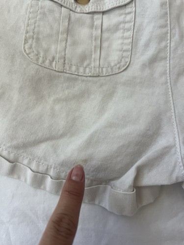 Vintage Y2K Charlotte Russe Shorts Size 4 Beige Cream 100% Linen Micro Low Rise - Picture 4 of 9