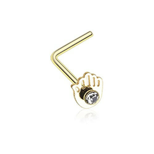 Golden Hamsa Sparkle L-Shaped Nose Ring - Picture 1 of 1