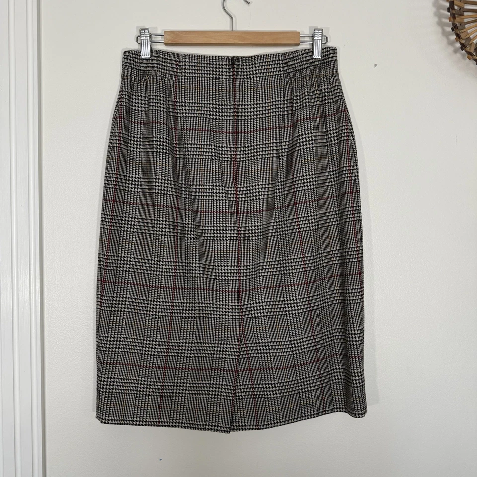 Falda midi de lana a cuadros gris roja talla 12 Academia Preppy años 90 grunge Foto 2 de 4