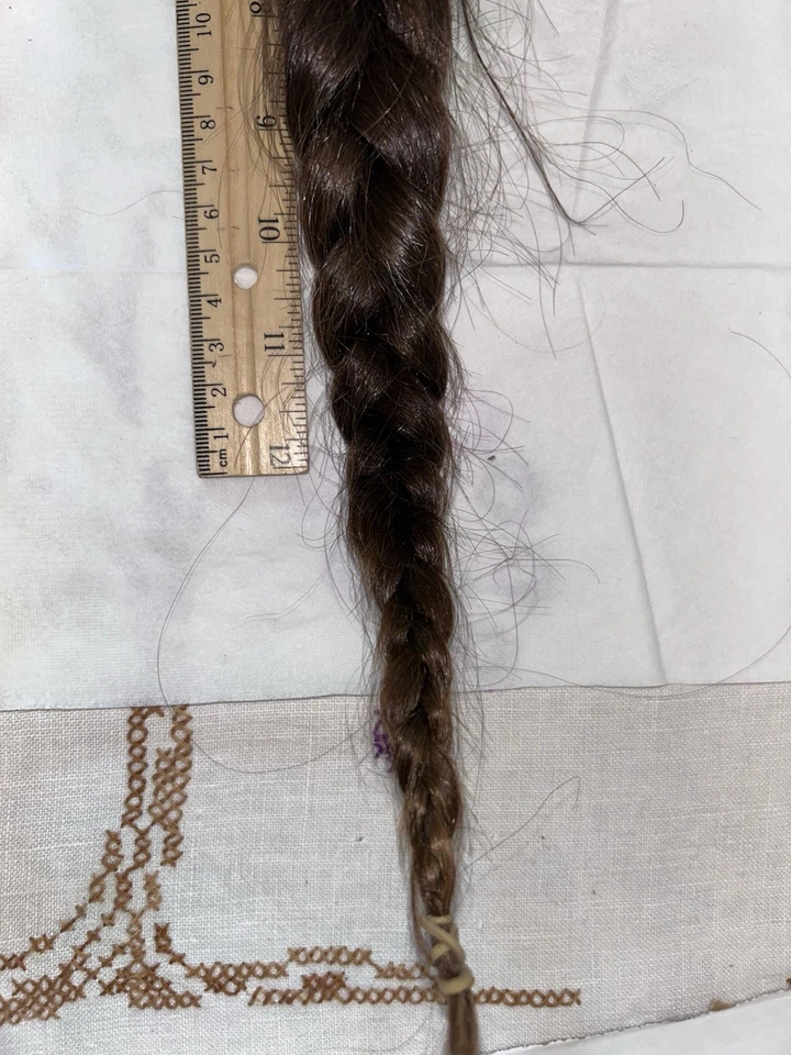 Real V1rg1n Human Hair Cut Ponytail Braid 17” Inch Long + Spiral 5.7 Oz Brown - Image 2 of 4