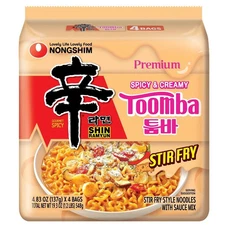 Nongshim Shin Toomba Stir Fry Creamy Premium Ramen Noodle Soup Pack, 4.83 oz X 4