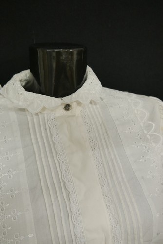 Gr.36 Trachtenbluse weiß Bluse für Dirndl Alphorn mit Spitze Stickerei TB10127 - Bild 2 von 4