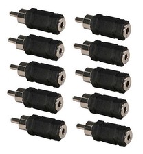 10pc, 3.5mm 1/8" Mono Jack to 1-RCA Male Plug Y Splitter Audio Cable Adapter