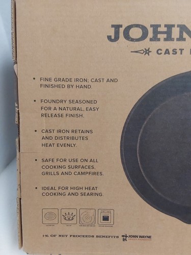 John Wayne Pre-Seasoned Cast Iron 10" Skillet/Fry Pan BNIB! - Picture 5 of 8