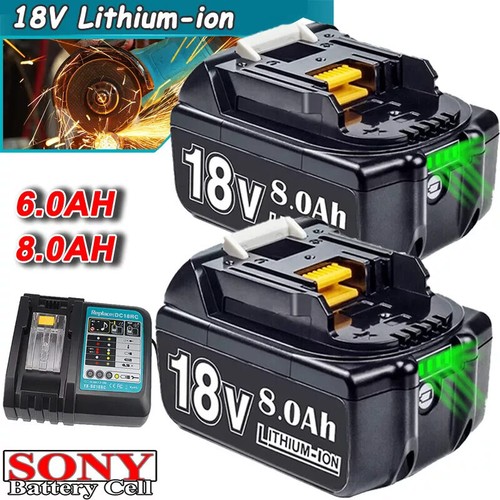 For Makita 18V 8.0Ah Battery Lithium-Ion BL1830 BL1850 BL1860 BL1840 Tool 2Pack - Picture 2 of 24