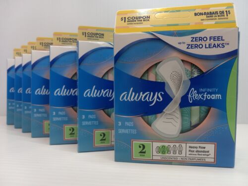 Always Infinity Heavy Flow Maxi Pads w/ Flex Foam 3-ct 7 Travel Packs Size 2 - Picture 5 of 10