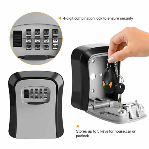 Key Safe 4-Digit Combination Lock Box Wall Mount Storage Safe Security Outdoor - Picture 5 of 14