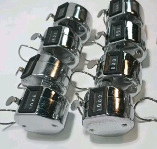 Lot Of 8 - 4 Digit Number Dual Clicker Golf Hand Tally Pitch Counter Silver Case - Picture 2 of 3