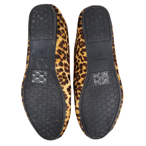 BIRDIES The Starling Loafers 12 Brown Leopard Print Calf Hair Red Lining Flats - Picture 9 of 12